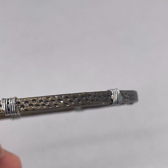 Plunder Moxie Faux Turquoise Charm Cuff Bangle Bracelet Hammered - Picture 4 of 4